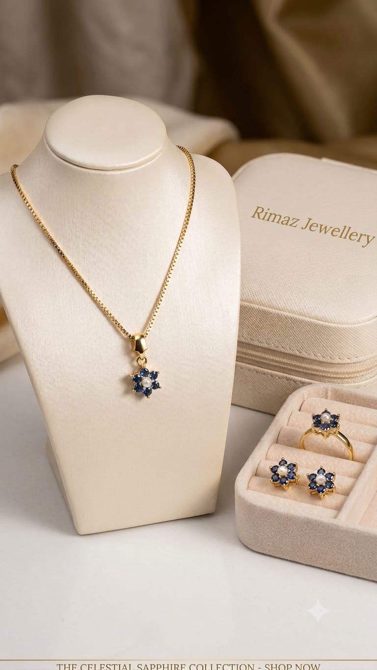 Sapphire Bloom Floral Jewelry Set | Gold Edition For Women/Girls